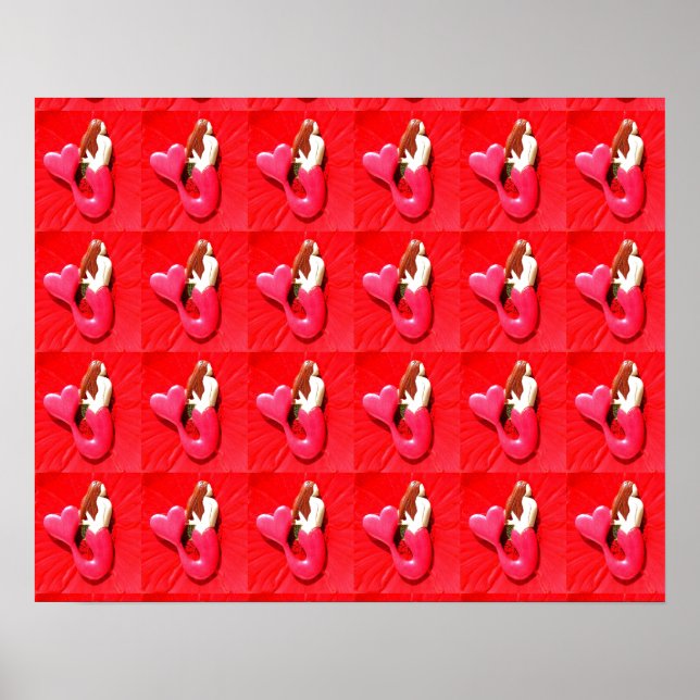 red heart-tailed mermaids pattern poster (Front)
