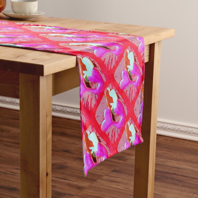 red heart-tailed mermaids short table runner (In Situ)
