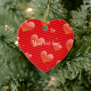 Red Heart Template, customizable, Ceramic Ornament