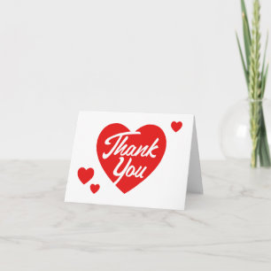 Red Heart Thank You Card Minimalist Elegant Design