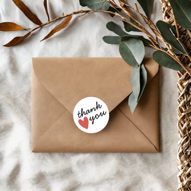 Red Heart Thank You Classic Round Sticker (Creator Uploaded)