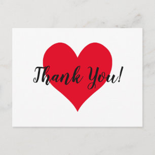 Red Heart Thank You Postcard