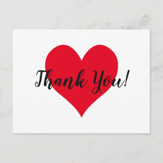 Red Heart Thank You Postcard