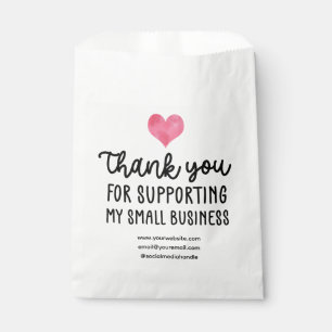 Red Heart Thank You Supporting Small Business Favour Bag