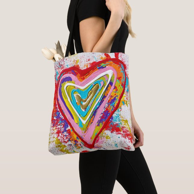 Red Heart Tote Bag (Close Up)