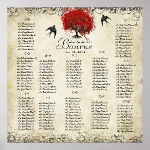 Red Heart Tree- 100 to 150 guests - alphabetical Poster
