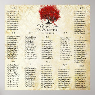 Red Heart Tree- 100 to 150 guests - alphabetical Poster