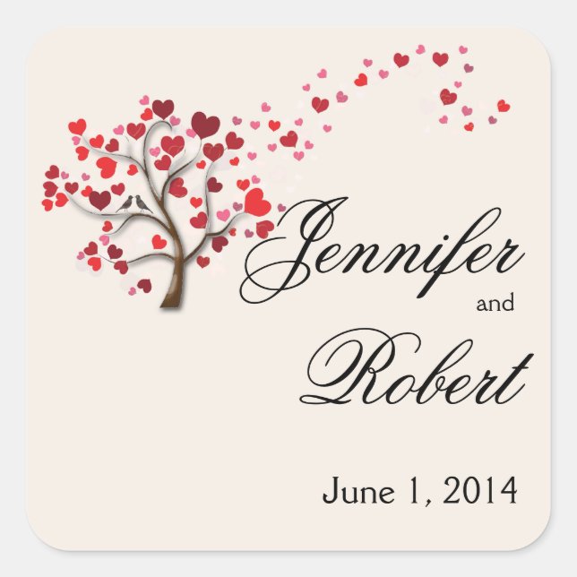 Red Heart Tree on Ivory Envelope Seal (Front)
