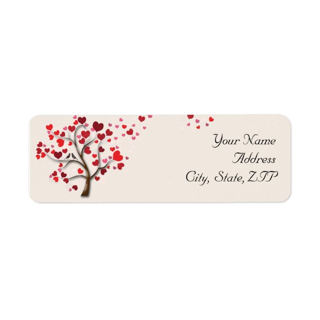 Red Heart Tree on Ivory Return Address Label (Front)