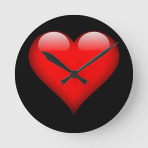 Red Heart Trendy Love Wedding Round Clock