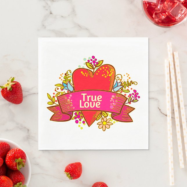 Red Heart True Love Napkin (Creator Uploaded)
