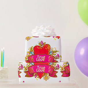 Red Heart True Love Wrapping Paper