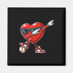 Red Heart Valentine Playing Baseball Dabbing Toddl Magnet