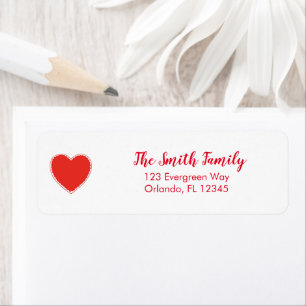Red Heart Valentine  Return Address Label
