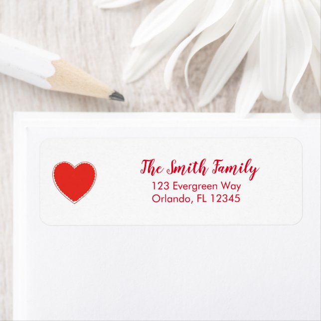 Red Heart Valentine  Return Address Label (Insitu)