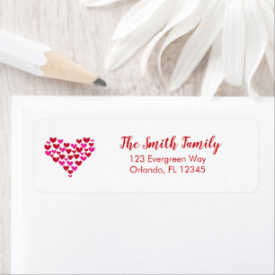 Red Heart Valentine Return Address Label