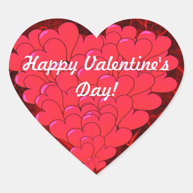 Red heart Valentine's day Heart Sticker (Front)