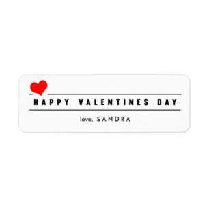 Red Heart Valentine's Day Label Return Address Label