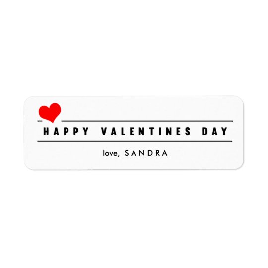 Red Heart Valentine's Day Label Return Address Label