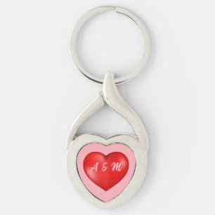 Red heart Valentines Day personalised Key Ring