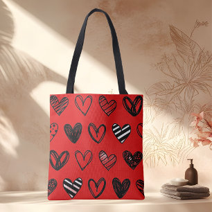 Red heart valentine's special tote bag