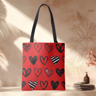 Red heart valentine's special tote bag