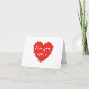 Red Heart Vintage Valentine Love You More Thank You Card