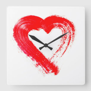 Red Heart Wall Clock with no Logo in the Design