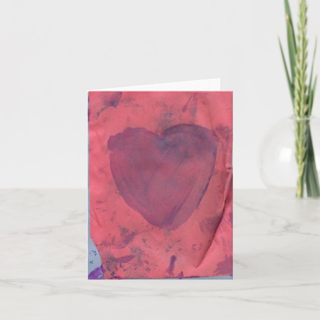 Red Heart Watercolor Note Card (Front)