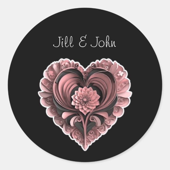 Red Heart Wedding Envelope Sticker Labels Seal (Front)