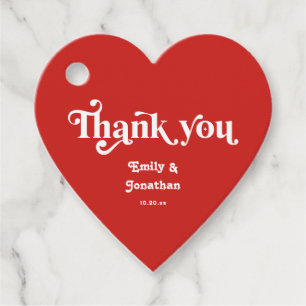 Red Heart Wedding Favour Tags
