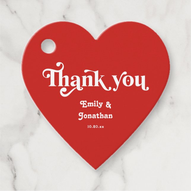 Red Heart Wedding Favour Tags (Front)