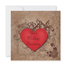Red Heart Wedding Invitation