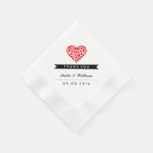 Red Heart Wedding Paper Napkin