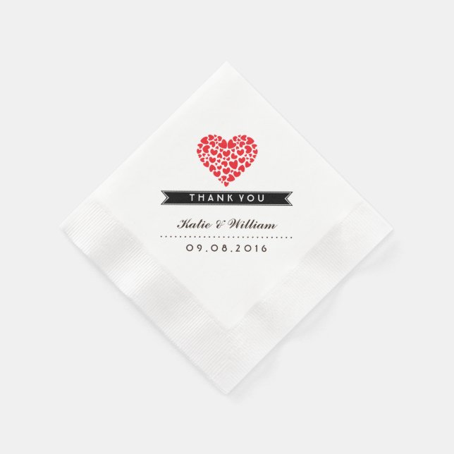 Red Heart Wedding Paper Napkin (Corner)