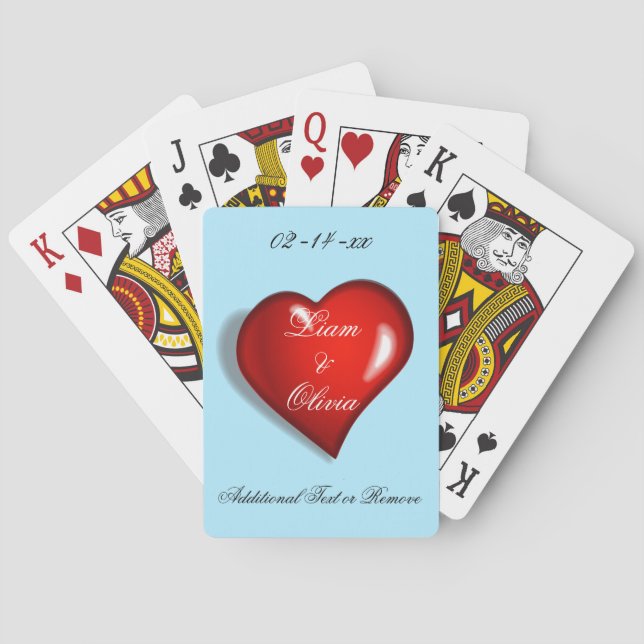 Red Heart Wedding Playing Cards (Back)