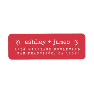 Red Heart Wedding Return Address Return Address Label