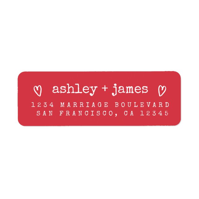 Red Heart Wedding Return Address Return Address Label (Front)