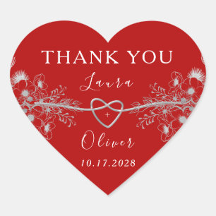 Red Heart Wedding Sticker