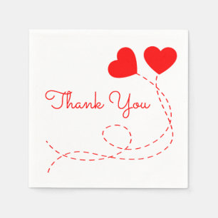 Red Heart Wedding Thank You Balloons Bridal Shower Napkin