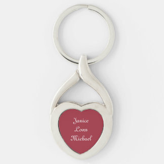 RED HEART/WHITE PRINT/PERSONALIZE THIS HEART KEYCH KEY RING
