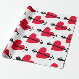 Red Heart with Arrow Valentine's Day Wrapping Paper