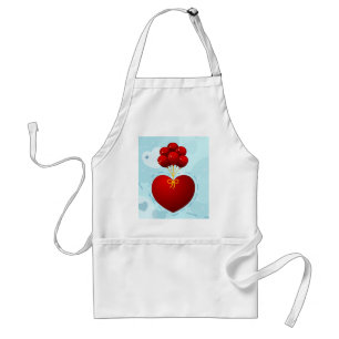 Red heart with balloons, apron
