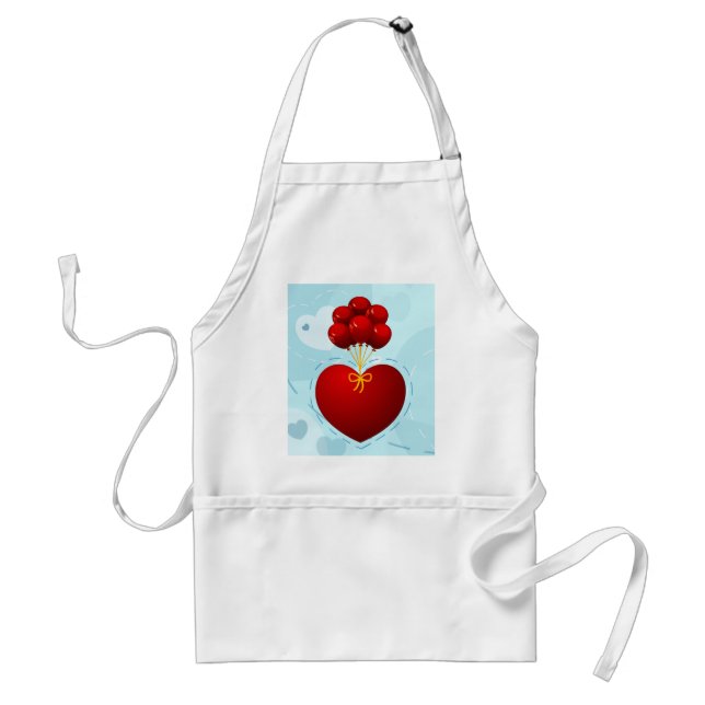 Red heart with balloons, apron (Front)