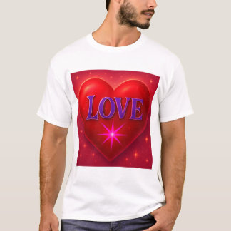 Red Heart with Bright Style LOVE and Ro T-Shirt