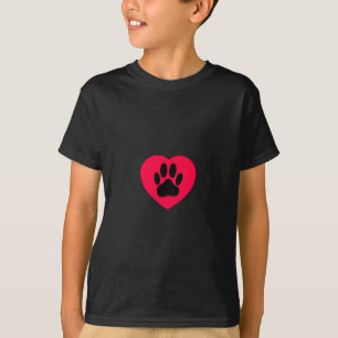 Red Heart With Dog Paw Print T-Shirt