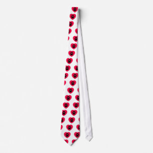 Red Heart With Dog Paw Print Tie