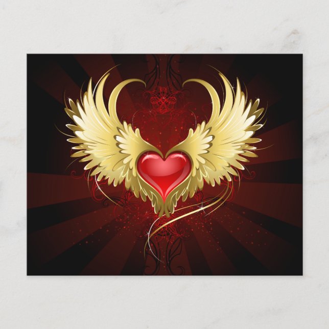 Red Heart with Golden Wings (Front)