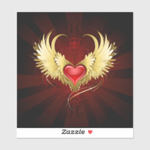 Red Heart with Golden Wings