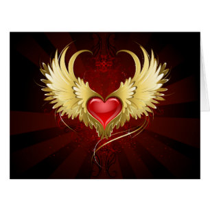 Red Heart with Golden Wings